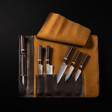 Ebony Handle - Gourmet Chef Knife Set with Black Walnut Display