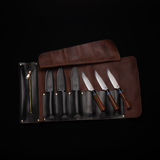 Ironwood Handle - Gourmet Steak Knife Set with Black Walnut Display