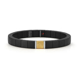 Scacco Matte Black Ceramic Bracelet With 18Kt Brushed Yellow Gold And Two 18Kt White Gold And Diamond Bars