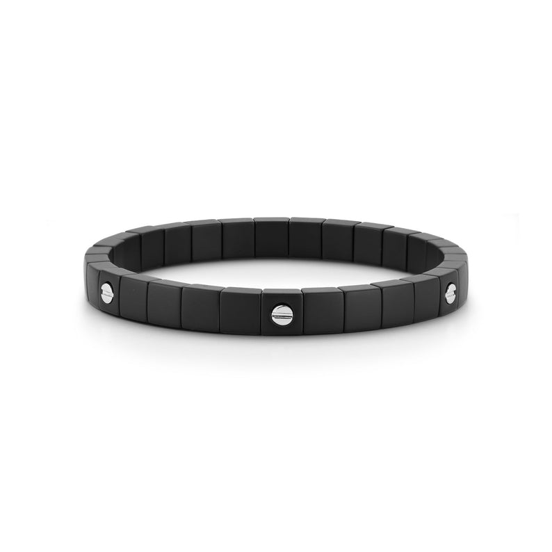 Scacco Matte Black Ceramic Bracelet with Six 18kt Gold Screws - Danielle B.