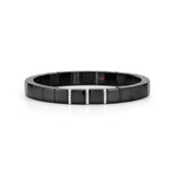 Scacco Black Ceramic Bracelet With 3 Bars Of 18kt White Gold And Diamonds