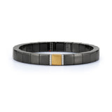 Scacco Matte Black Ceramic Bracelet With 18Kt Brushed Yellow Gold And Two 18Kt White Gold And Diamond Bars