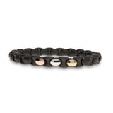 Anacondino Black Ceramic Bracelet with 18kt Rose, White & Yellow Gold Stations