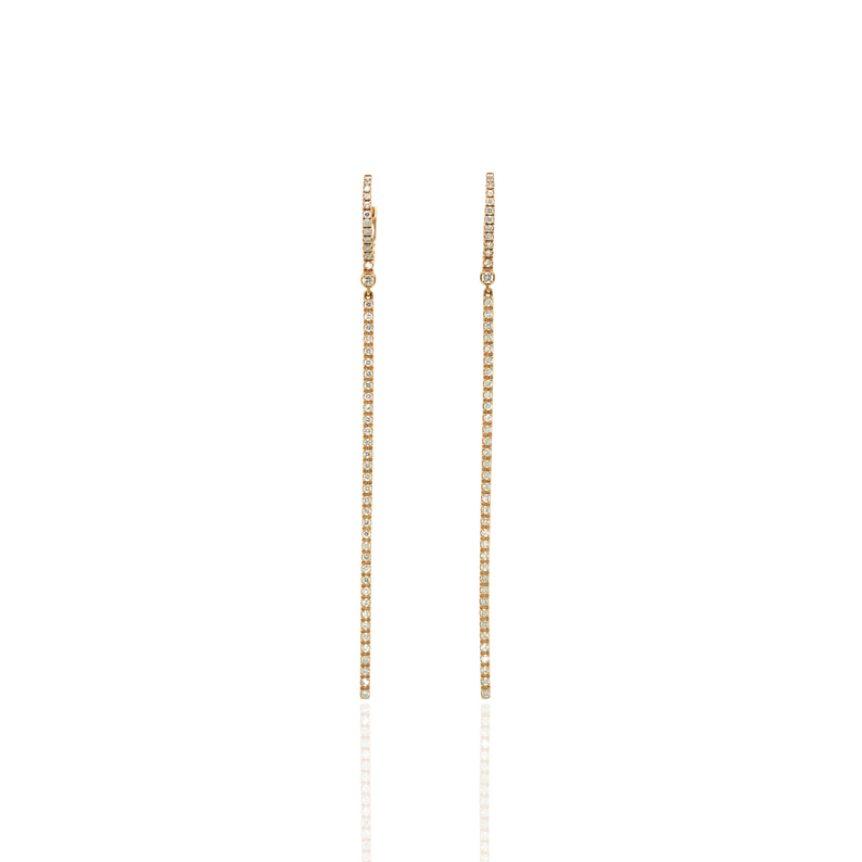 Gold Bar Drop Earrings with Diamonds