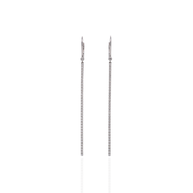 Gold Bar Drop Earrings with Diamonds