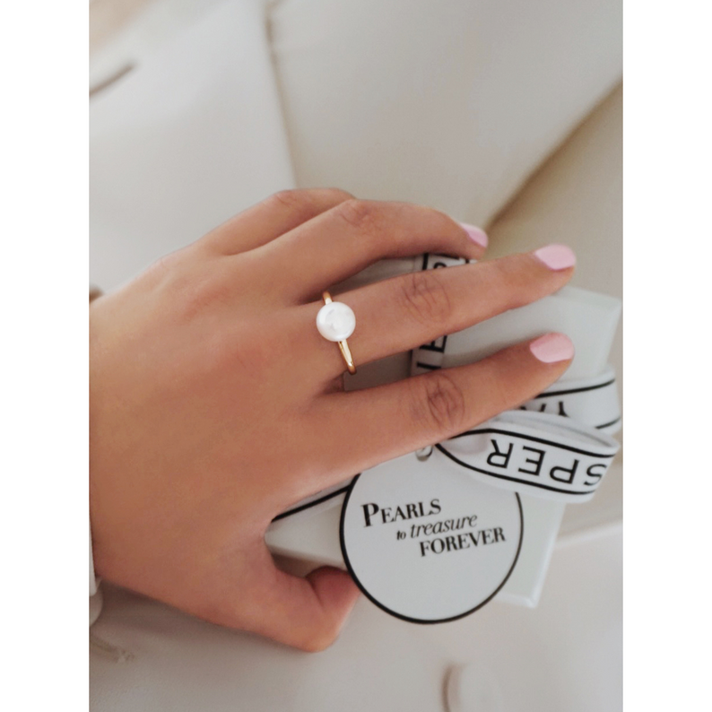 Akoya Pearl and Gold Ring