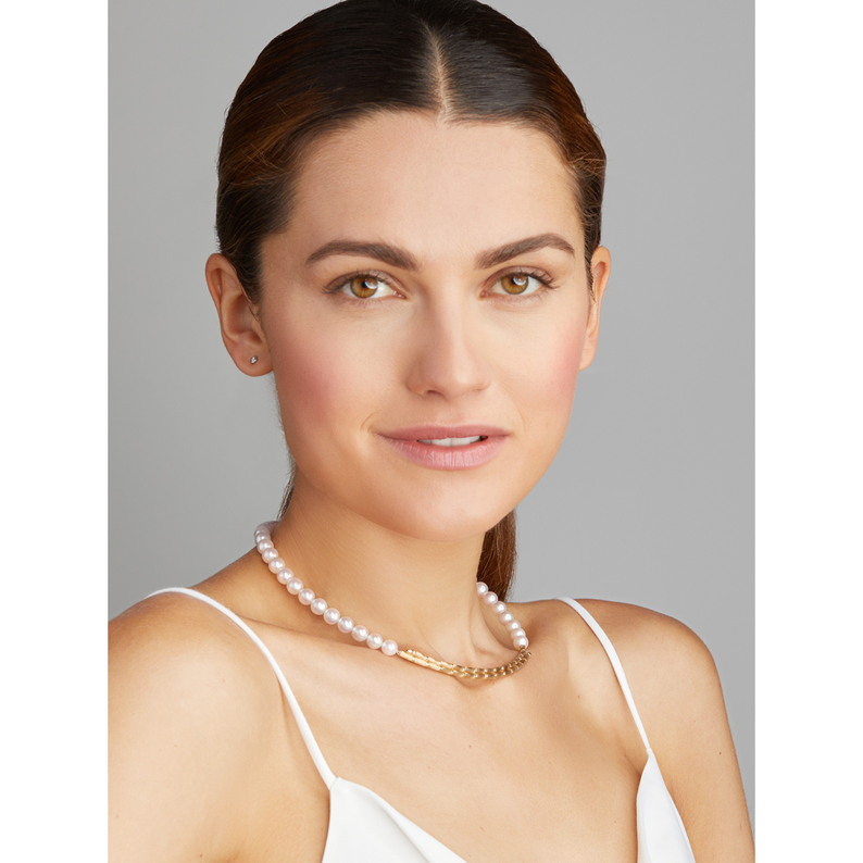 Akoya Pearl and Gold Magnetic Necklace