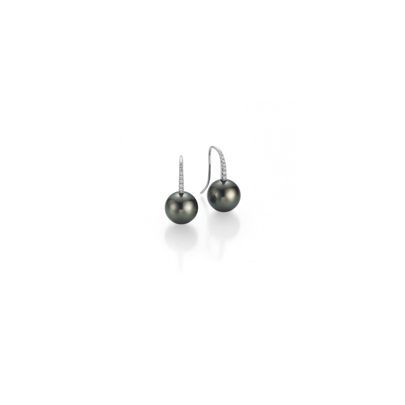 Tahiti Pearl and Gold Earrings with Diamonds
