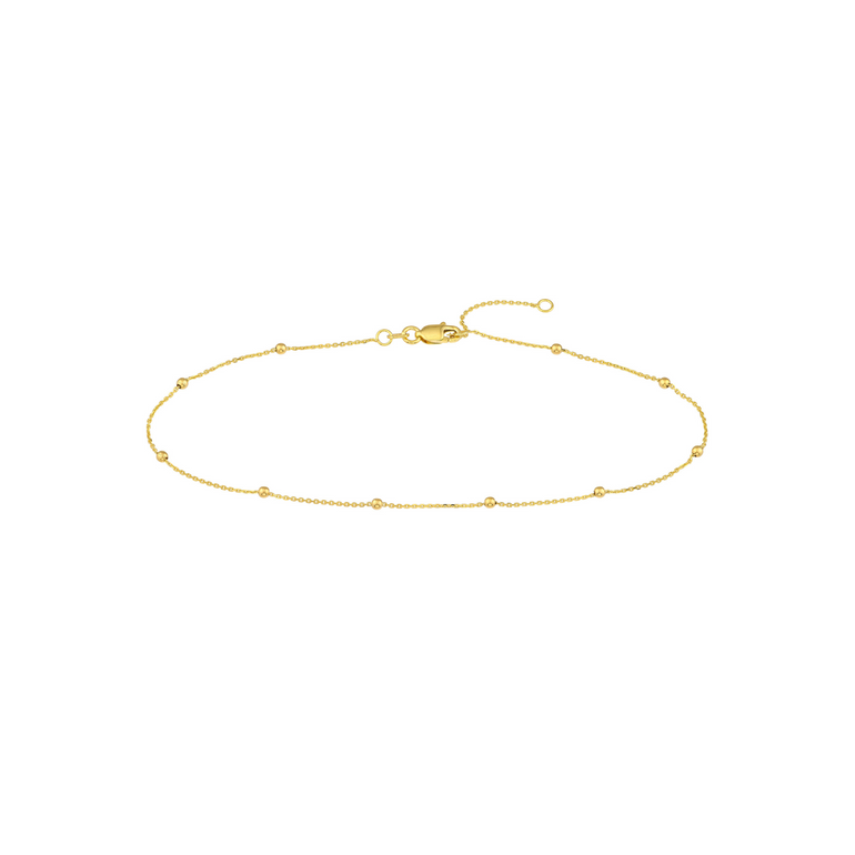 Gold Anklet with Gold Beads