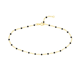 Gold Anklet with Black Enamel Beads