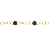 Gold Anklet with Black Enamel Beads