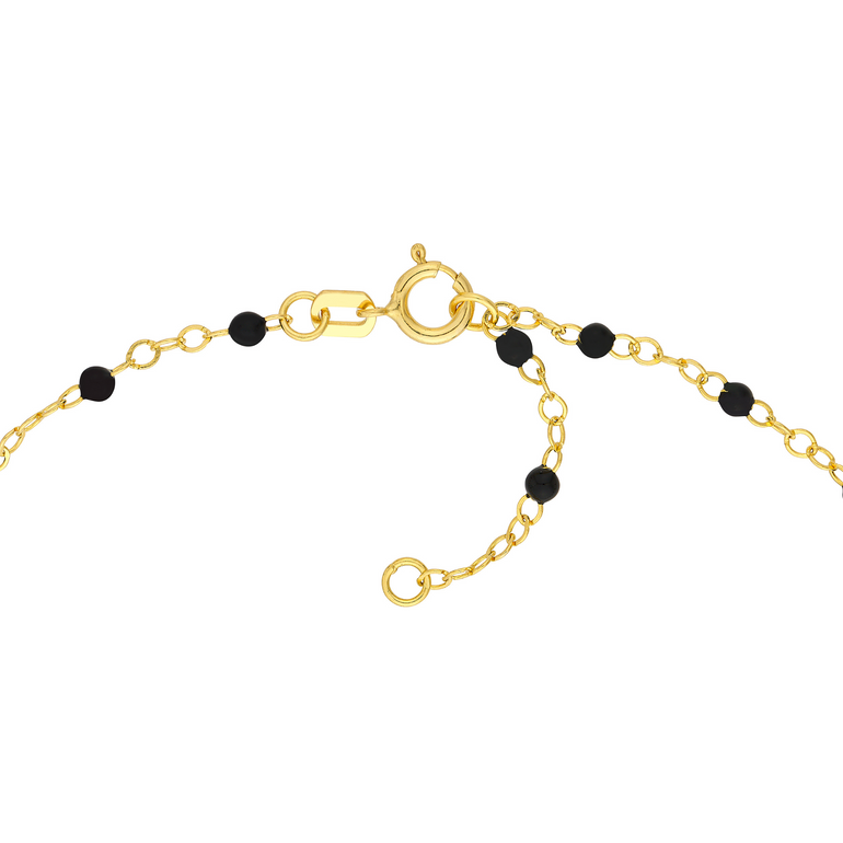 Gold Anklet with Black Enamel Beads