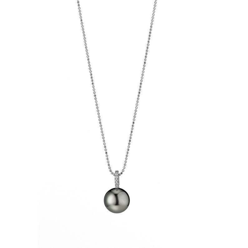 Tahiti Pearl and Gold Necklace with Diamonds