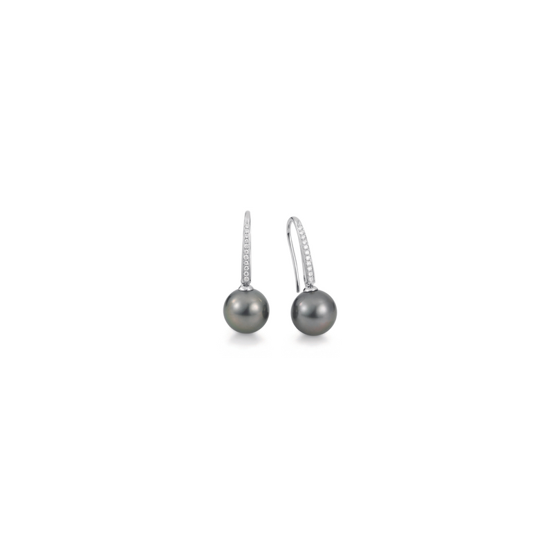 Tahiti Pearl and Gold Earrings with Diamonds