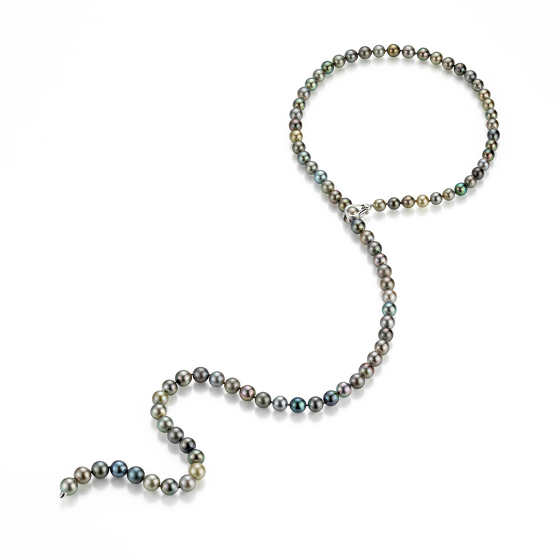 Multicolor Tahiti Pearl and Gold Necklace
