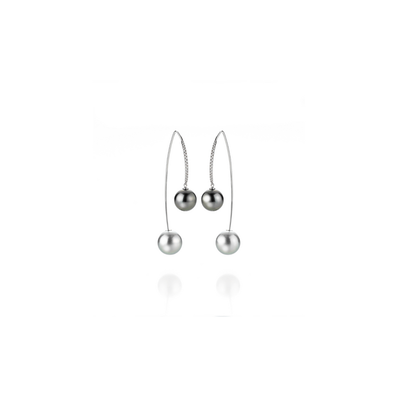 Tahiti Pearl and Gold Earrings with Diamonds