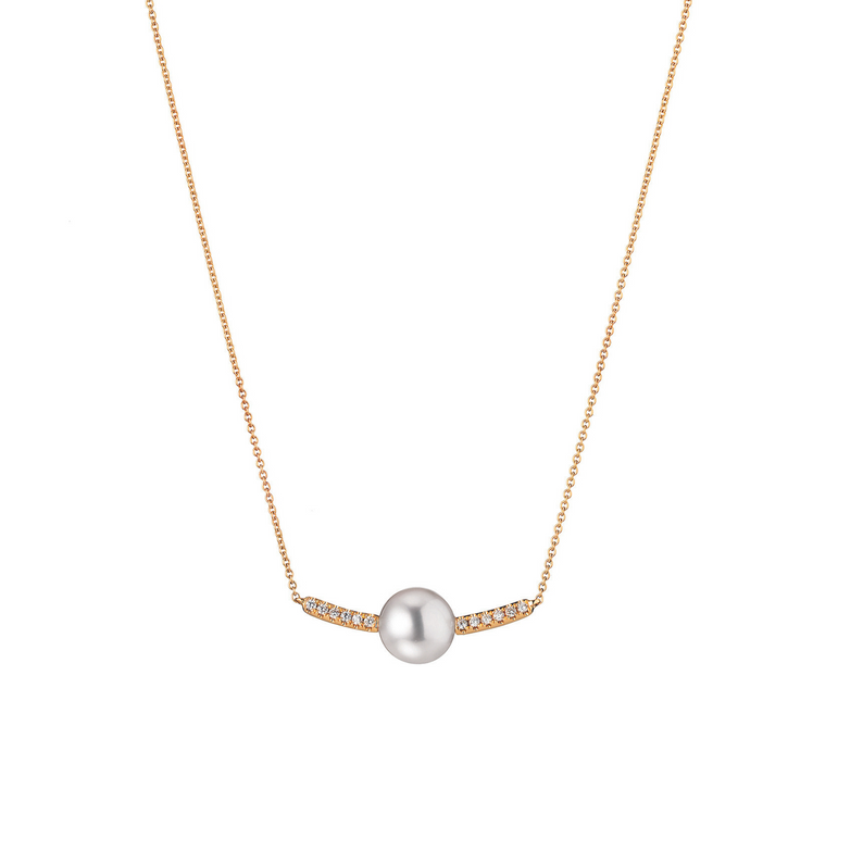 Akoya Pearl and Gold Necklace with Diamonds