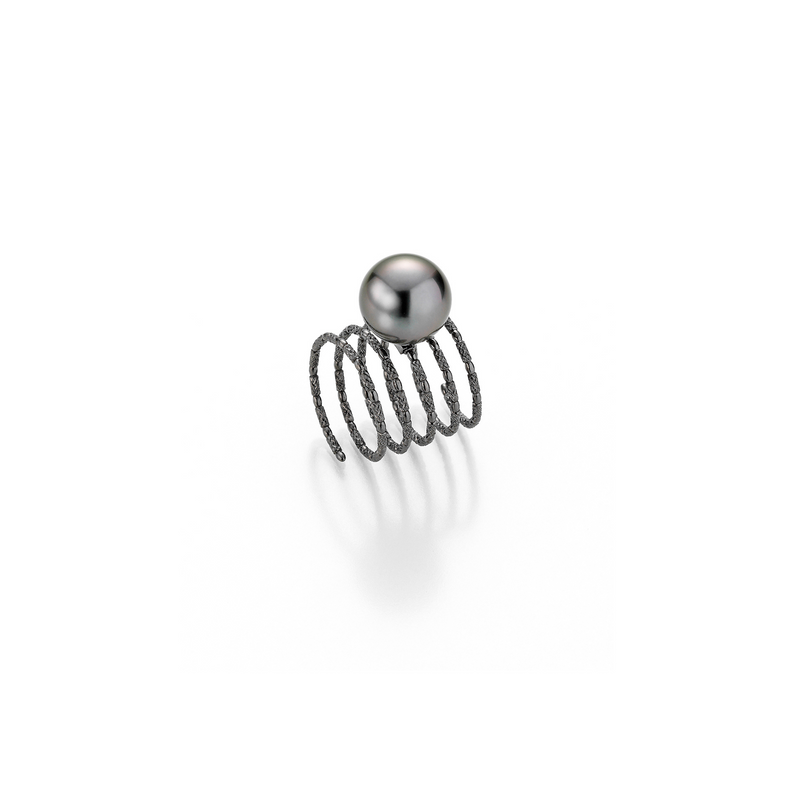 Tahiti Pearl and Black Gold Multi-Row Wrap Ring