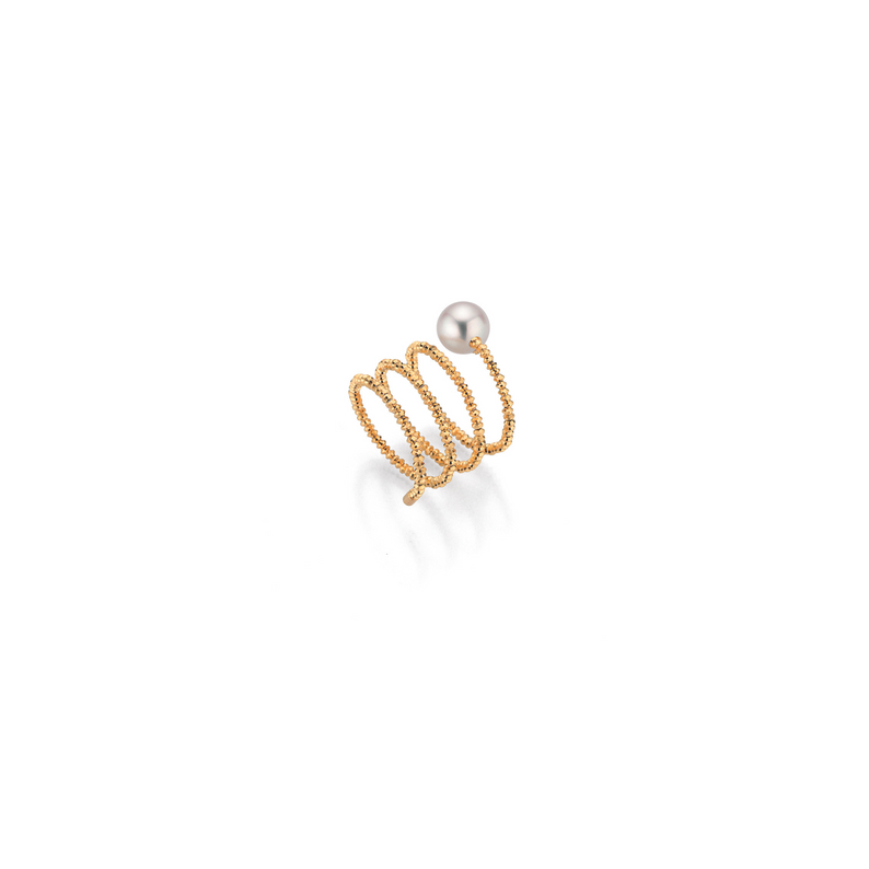 Akoya Pearl and Gold Multi-Row Ring