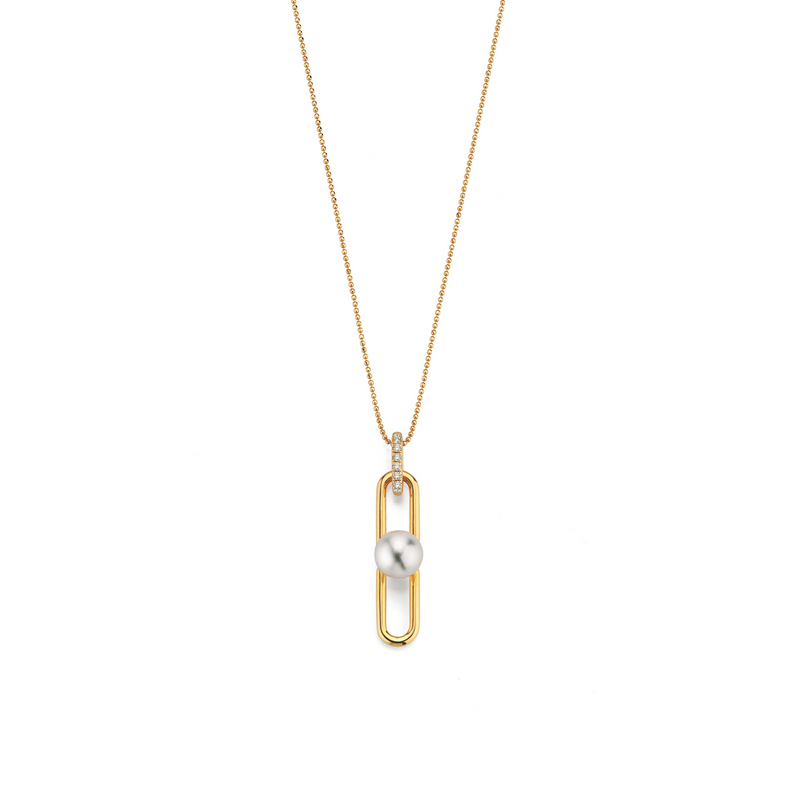 Akoya Pearl and Gold Necklace with Diamonds