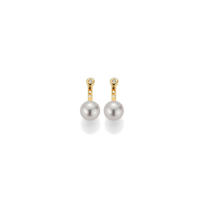 Diamond and Gold Stud Earrings with Detachable Akoya Pearls