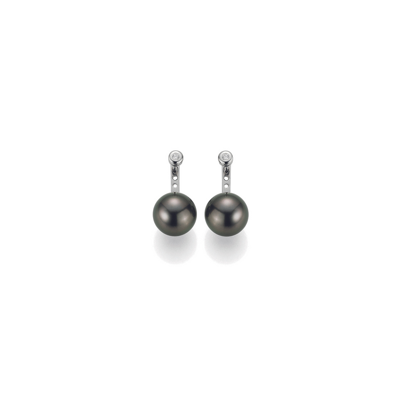 Diamond and Gold Stud Earrings with Detachable Tahiti Pearls
