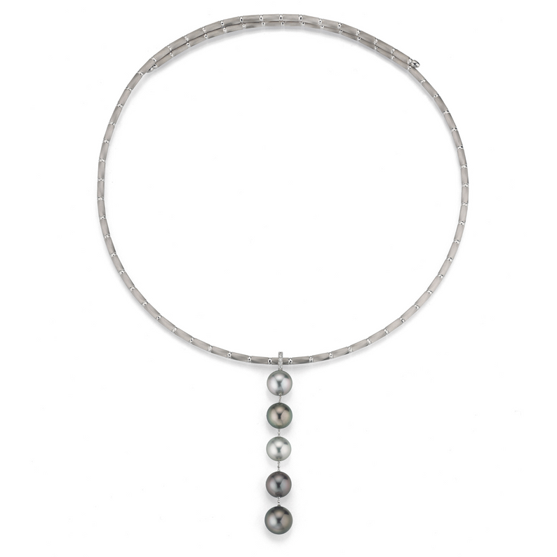 Tahiti Pearl and Gold Magnetic Necklace with Diamonds