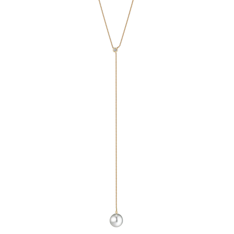 Adjustable South Sea Pearl and Gold Necklace with Diamonds