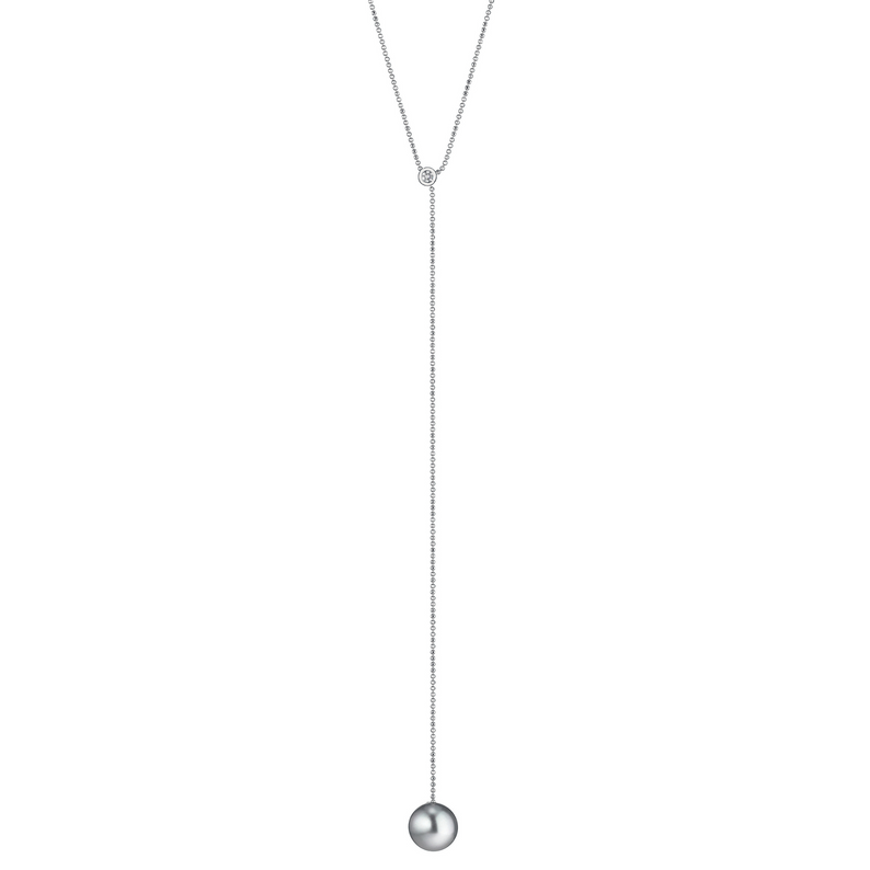 Adjustable Tahiti Pearl and Gold Necklace with Diamonds