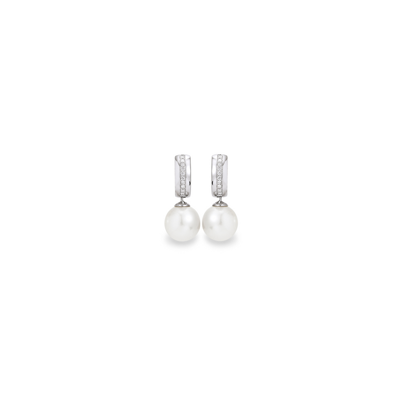 South Sea Pearl and Gold Earrings With Diamonds