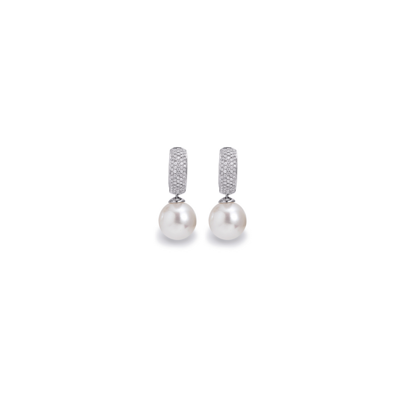 South Sea Pearl and Gold Earrings With Diamonds