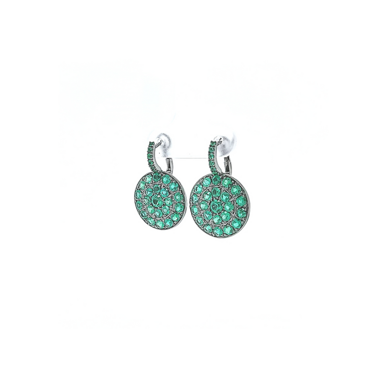 Drop Disc Earrings with Emeralds