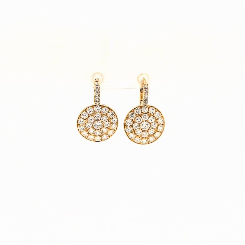 Drop Disc Earrings with Diamonds