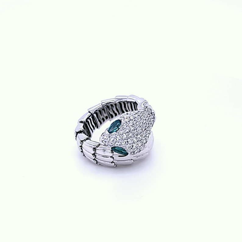 Snake Ring with Diamonds and Emeralds