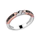Black Magic Rose Gold and White Gold Ring with Black and White Diamonds