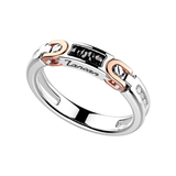 18kt White and Rose Gold Ring with 0.15 Carats of Diamonds and 0.35 Carats of Black Diamonds