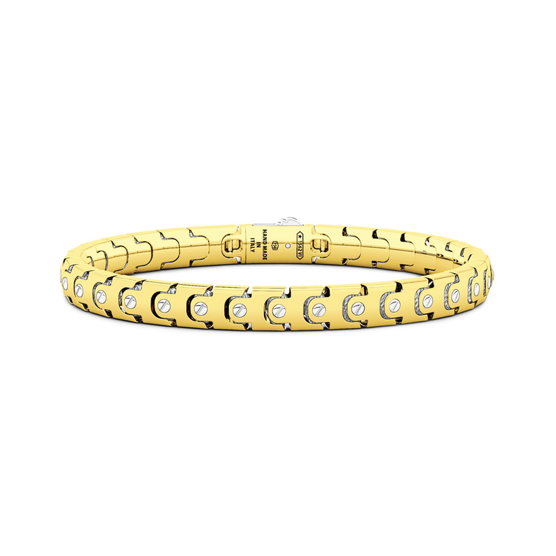18kt White and Yellow Gold Link Nail Bracelet