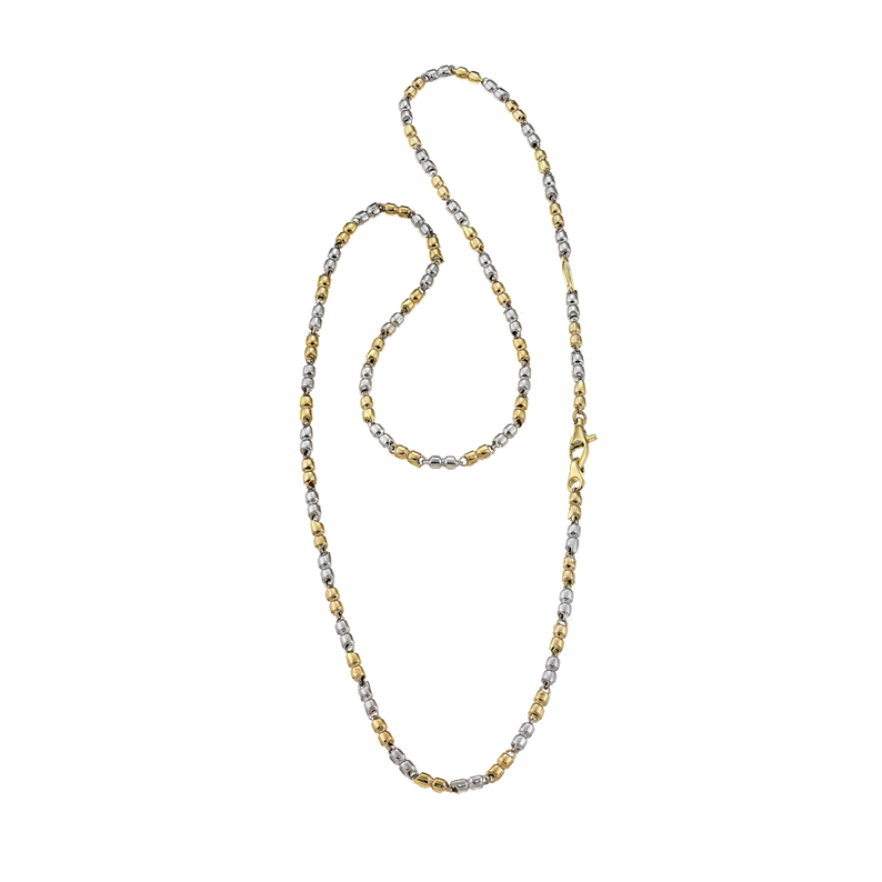 18kt White and Yellow Gold Beaded Chain
