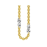 18kt Yellow Gold Cable Link with White Gold Beads