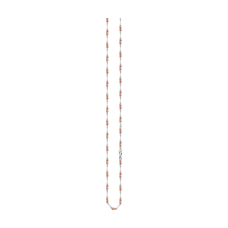 18kt White Gold Stick Chain with Rose Gold Beads