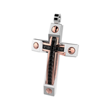 18kt White and Rose Gold Cross with Nails and 0.30 Carats of Black Diamonds