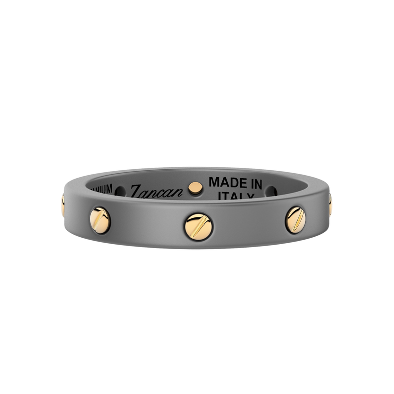 Titanium Ring with 18kt Yellow Gold Screws