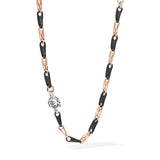 18kt rose gold and matte black ceramic alternating curved paper clip chain - Danielle B.