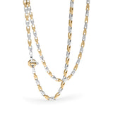 18kt White and Yellow Gold Box Link Necklace