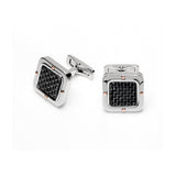 Stainless Steel Cufflinks with Carbon Fiber and Rose Gold Screws
