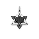 White Gold and Carbon Fiber Star of David Pendant