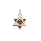 Rose Gold Meteorite Star of David Pendant with Black Diamonds and Sapphire
