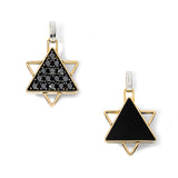 Gold and Enamel Star of David with 1.05 Carats of Black Diamonds