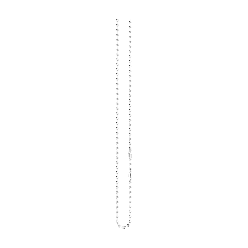 18kt White Gold Elongated Cable Chain Alternating Necklace