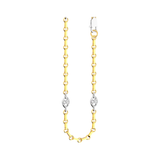 18kt Yellow and White Gold Elongated Cable Chain with Nautical Element and 0.16 Carats of Diamonds